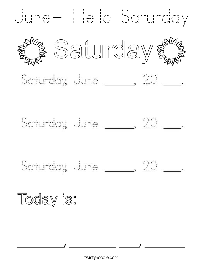 June- Hello Saturday Coloring Page
