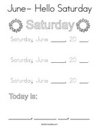 June- Hello Saturday Coloring Page
