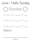 June- Hello Sunday Coloring Page