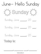 June- Hello Sunday Coloring Page