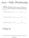 June- Hello Wednesday Coloring Page