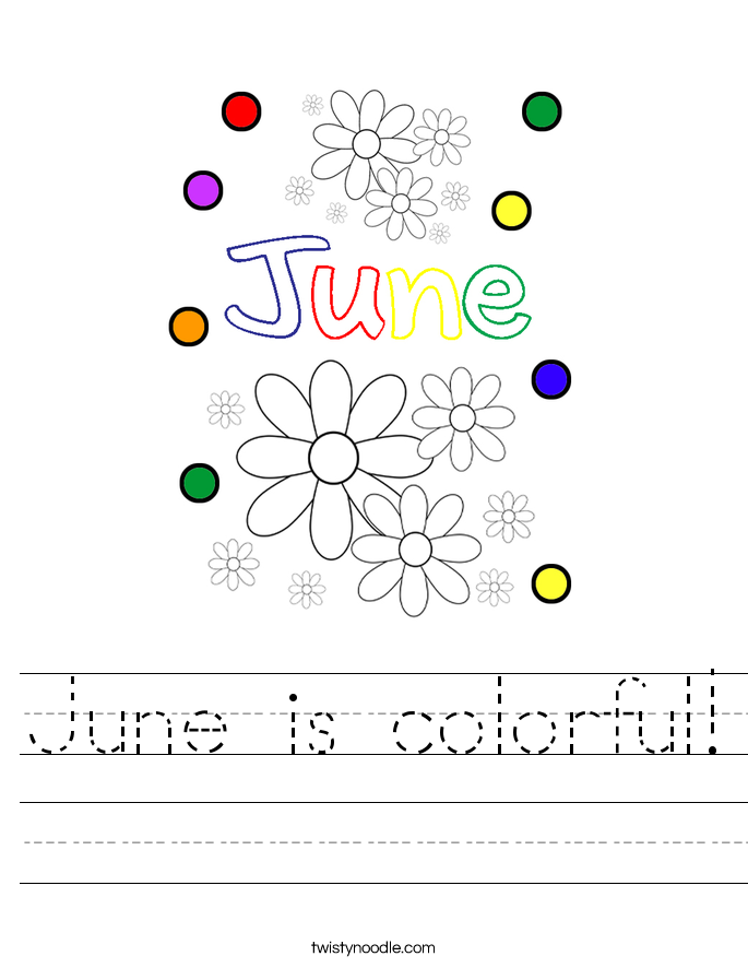 June is colorful! Worksheet