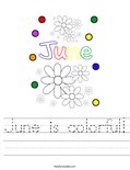June is colorful! Worksheet