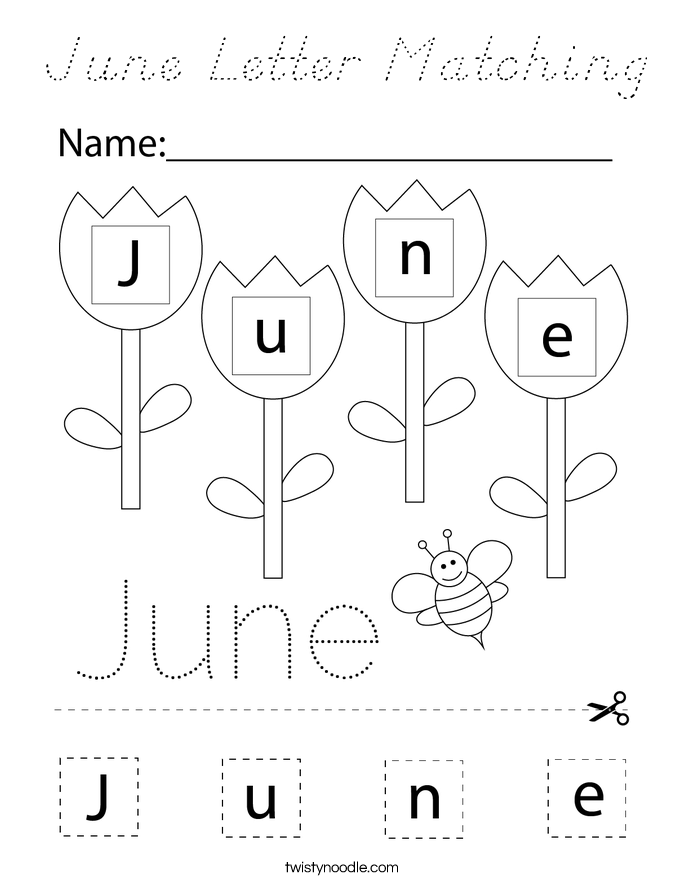 June Letter Matching Coloring Page