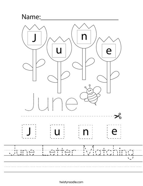 June Letter Matching Worksheet