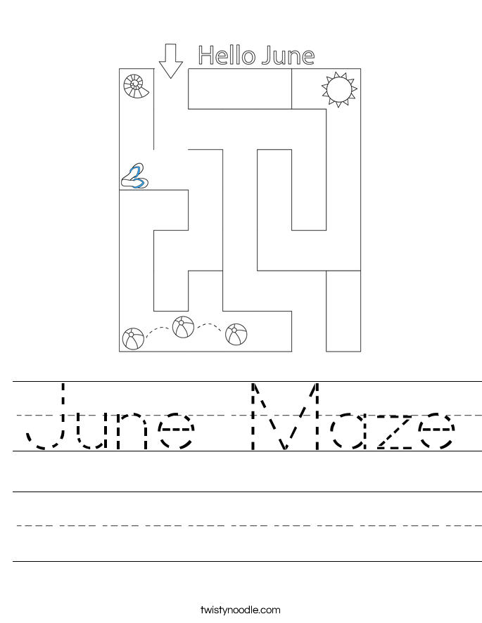 June Maze Worksheet