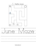 June Maze Handwriting Sheet