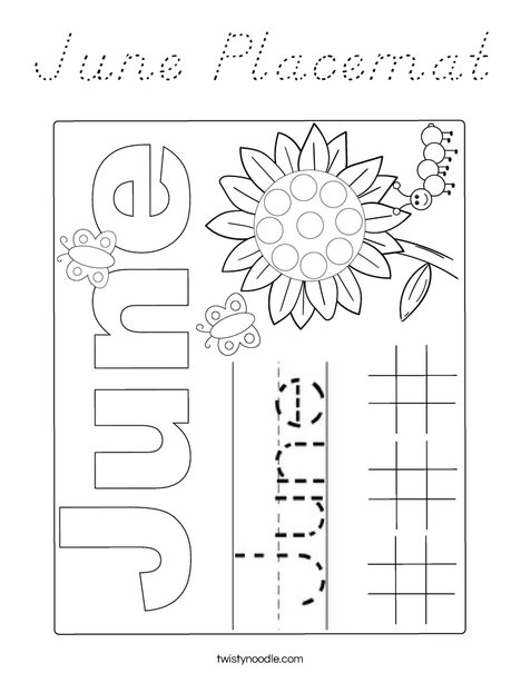 June Placemat Coloring Page