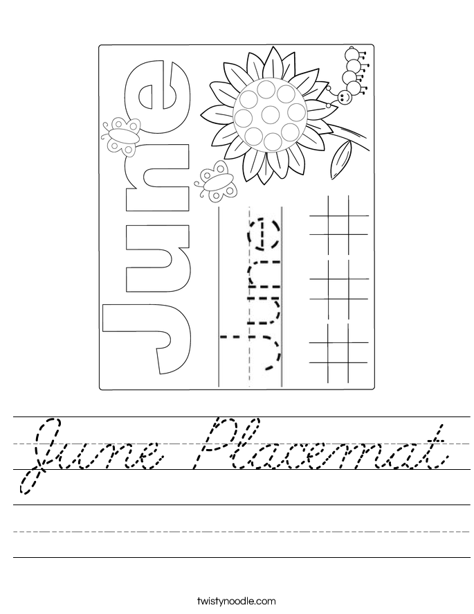 June Placemat Worksheet