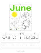 June Puzzle Handwriting Sheet