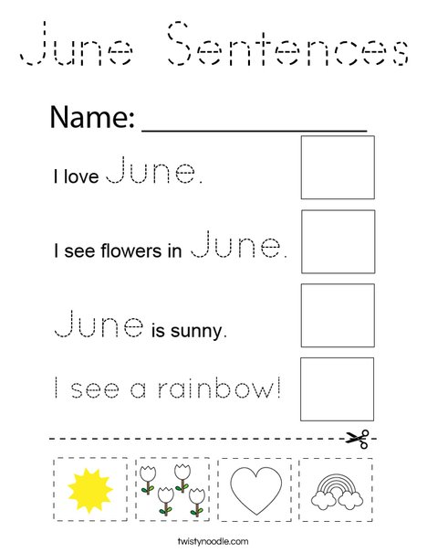 June Sentences Coloring Page