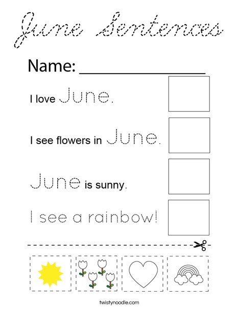 June Sentences Coloring Page