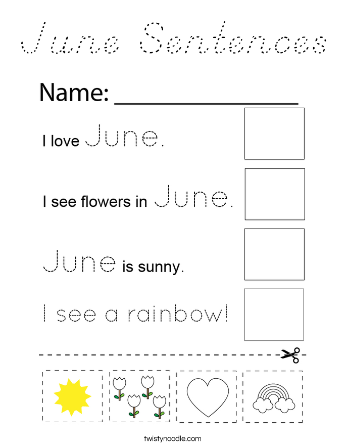 June Sentences Coloring Page