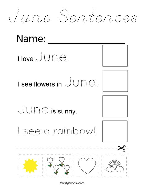 June Sentences Coloring Page