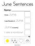 June Sentences Coloring Page