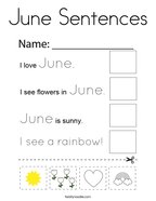 June Sentences Coloring Page