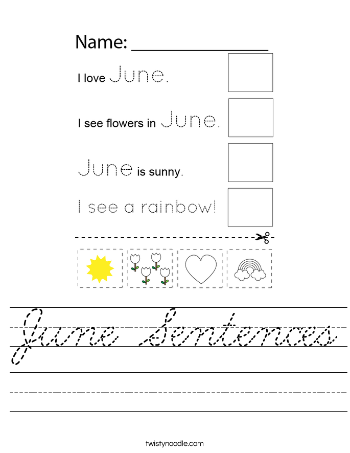 June Sentences Worksheet
