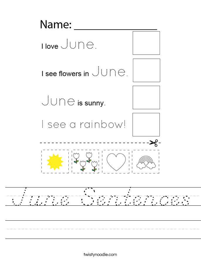 June Sentences Worksheet