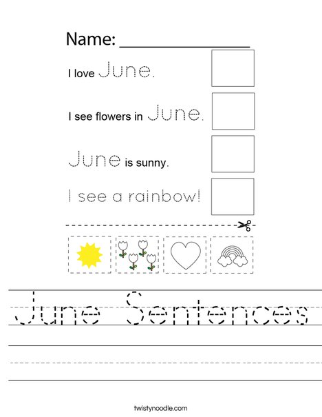 June Sentences Worksheet