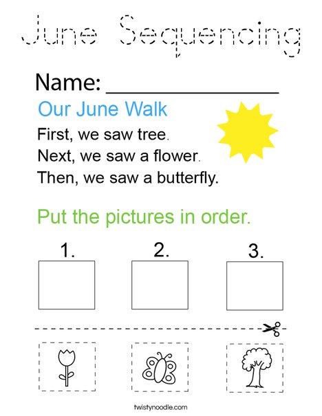 June Sequencing Coloring Page