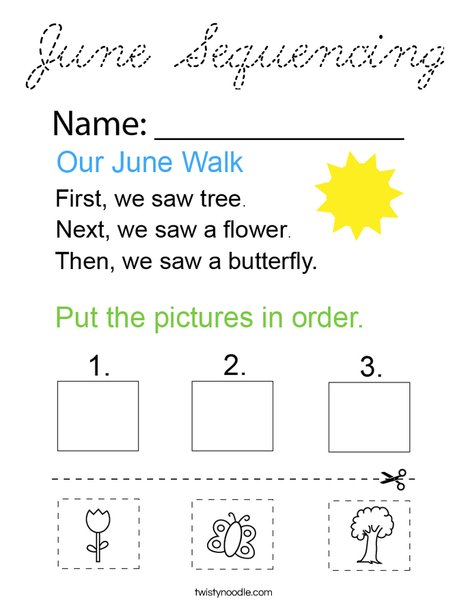 June Sequencing Coloring Page