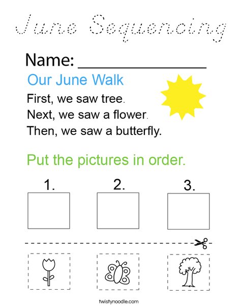 June Sequencing Coloring Page