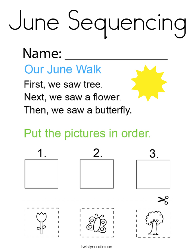 June Sequencing Coloring Page