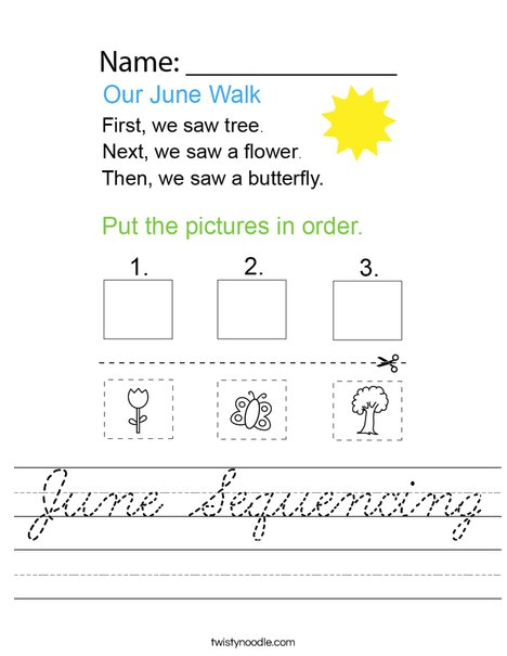 June Sequencing Worksheet