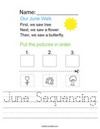 June Sequencing Handwriting Sheet