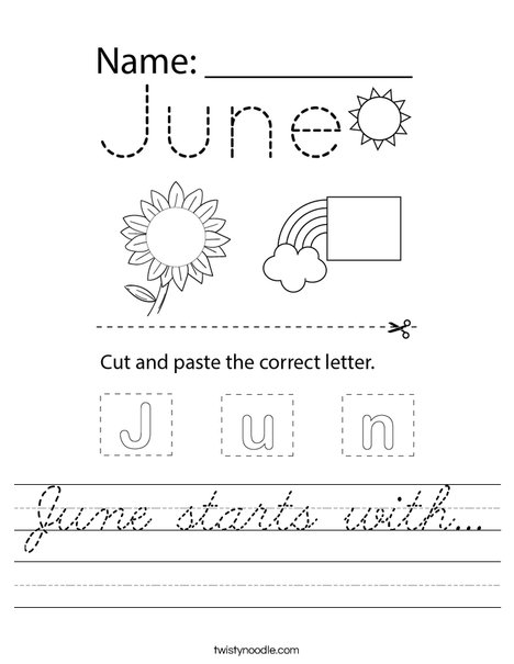 June starts with... Worksheet