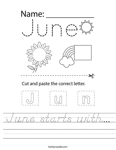 June starts with... Worksheet