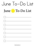June To-Do List Coloring Page
