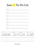 June To-Do List Worksheet
