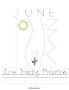 June Tracing Practice Handwriting Sheet