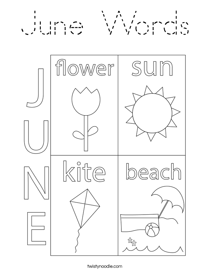 June Words Coloring Page