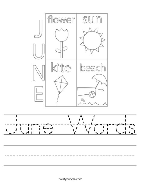 June Words Worksheet