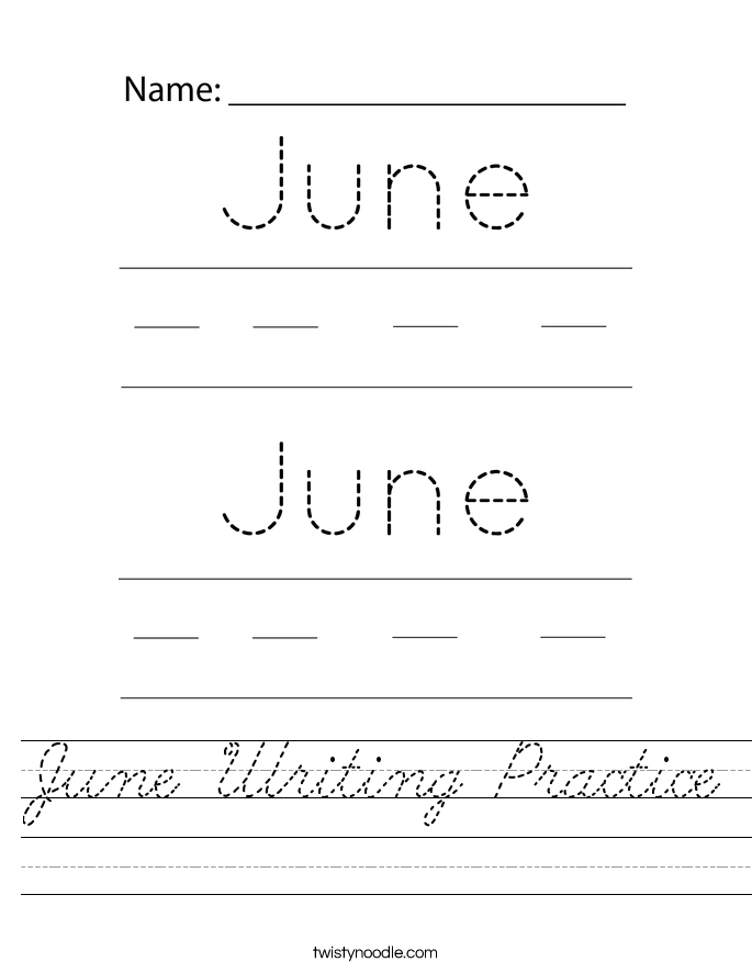 June Writing Practice Worksheet