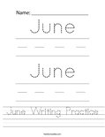 June Writing Practice Worksheet