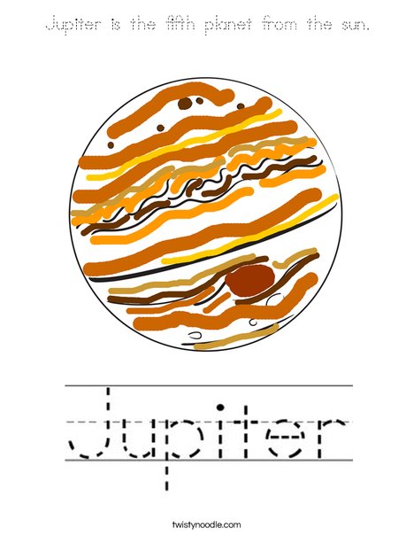 Jupiter is the fifth planet from the sun. Coloring Page
