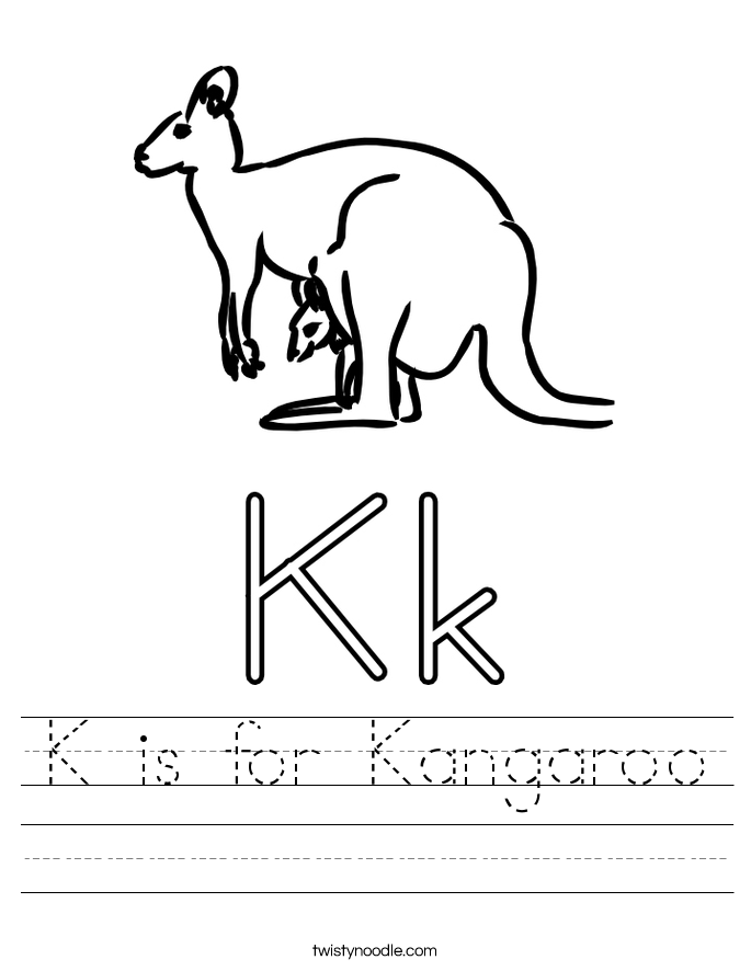 K is for Kangaroo Worksheet Twisty Noodle