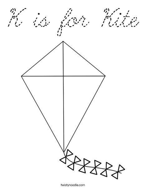 K is for Kite Coloring Page