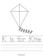 K is for Kite Handwriting Sheet
