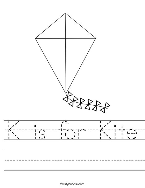 k is for kite worksheet twisty noodle
