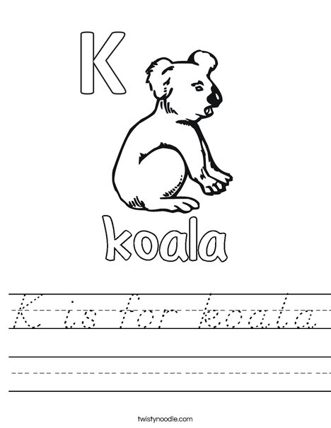 K is for koala Worksheet