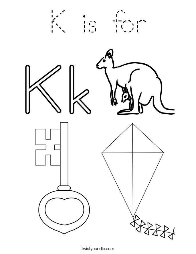 K is for Coloring Page Tracing - K Is For 2 Coloring Page Blockoutline 