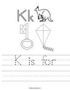 K is for Handwriting Sheet