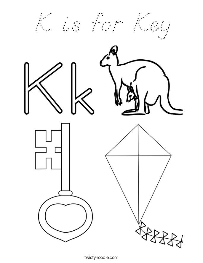 Download K is for Key Coloring Page - D'Nealian - Twisty Noodle