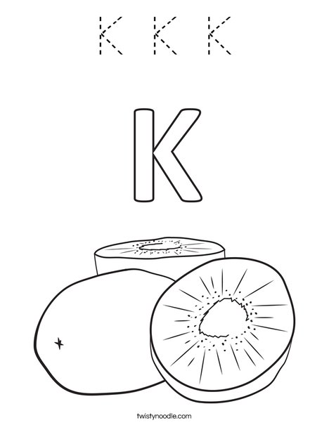 K Kiwi Coloring Page
