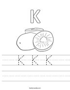 K K K Handwriting Sheet