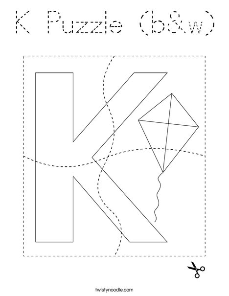 K Puzzle (b&w) Coloring Page
